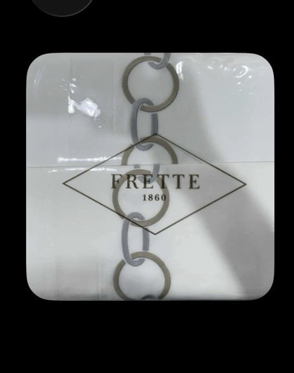 Frette Links Embroidery Queen Duvet Savage Beige/Gray Made in Italy